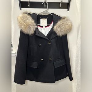 Kate Spade fur trim wool coat